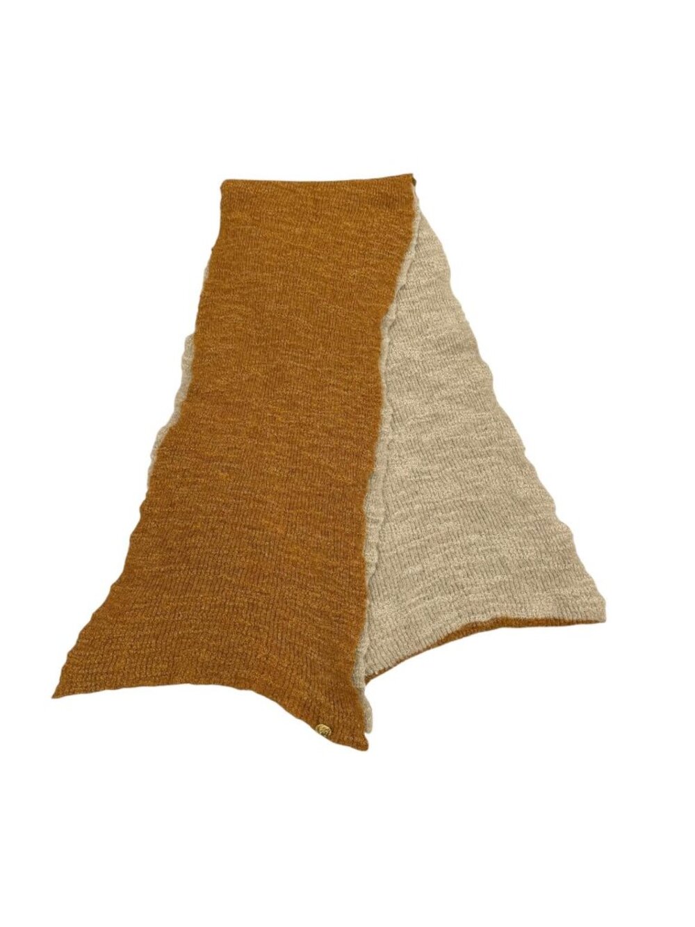 Chanel Alpaca Linen Blend CC Logo Metal Button Scarf Brown Beige